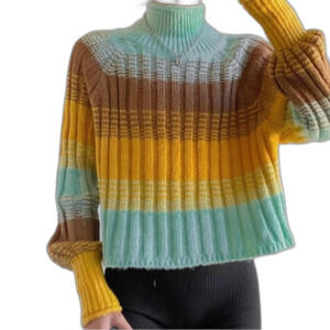 Urban outfitters BDG colorblock strip mock‎ neck pullover sweater XS S